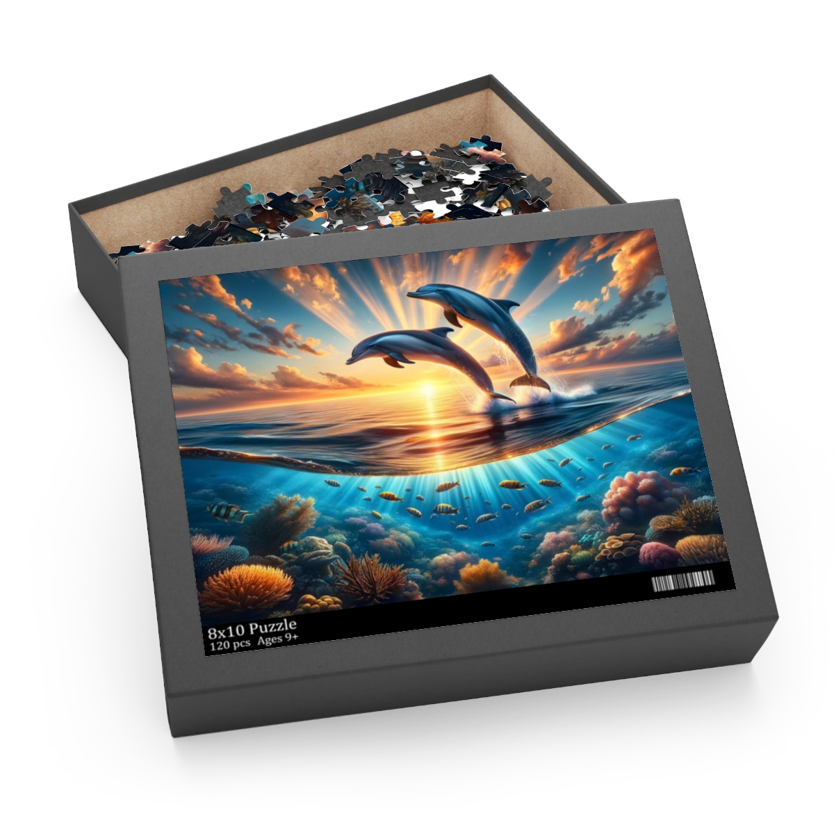 Playful Dolphins at Sunset Puzzle (120, 252, 500-Piece) | Nature Puzzles | Ocean Puzzles - Image 5