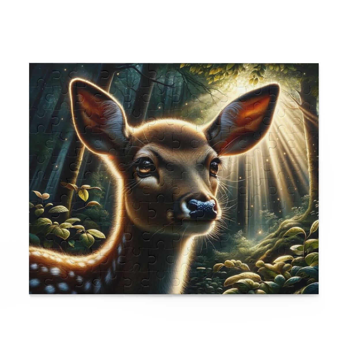 Forest Whispers Deer Puzzle (120, 252, 500-Piece) - Discover the tranquility of a mystical deer in a sunlit forest, promoting peace and harmony - Image 4