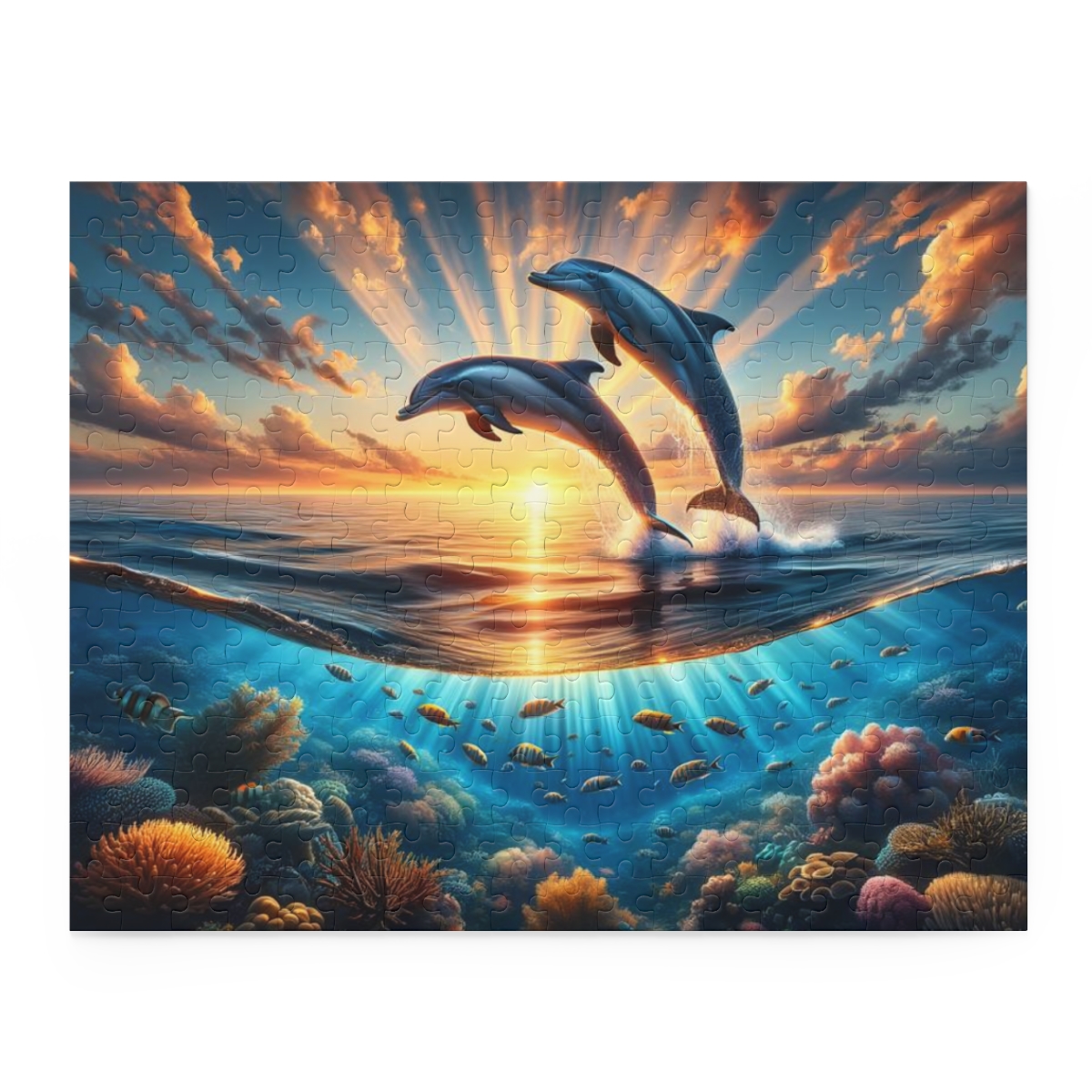 Playful Dolphins at Sunset Puzzle (120, 252, 500-Piece) | Nature Puzzles | Ocean Puzzles - Image 7