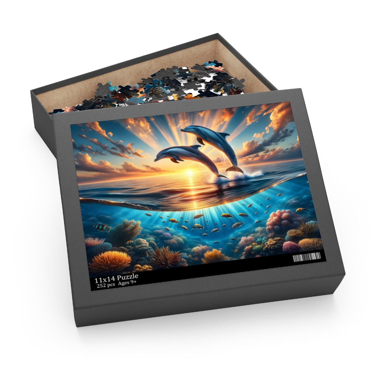 Playful Dolphins at Sunset Puzzle (120, 252, 500-Piece) | Nature Puzzles | Ocean Puzzles - Image 8