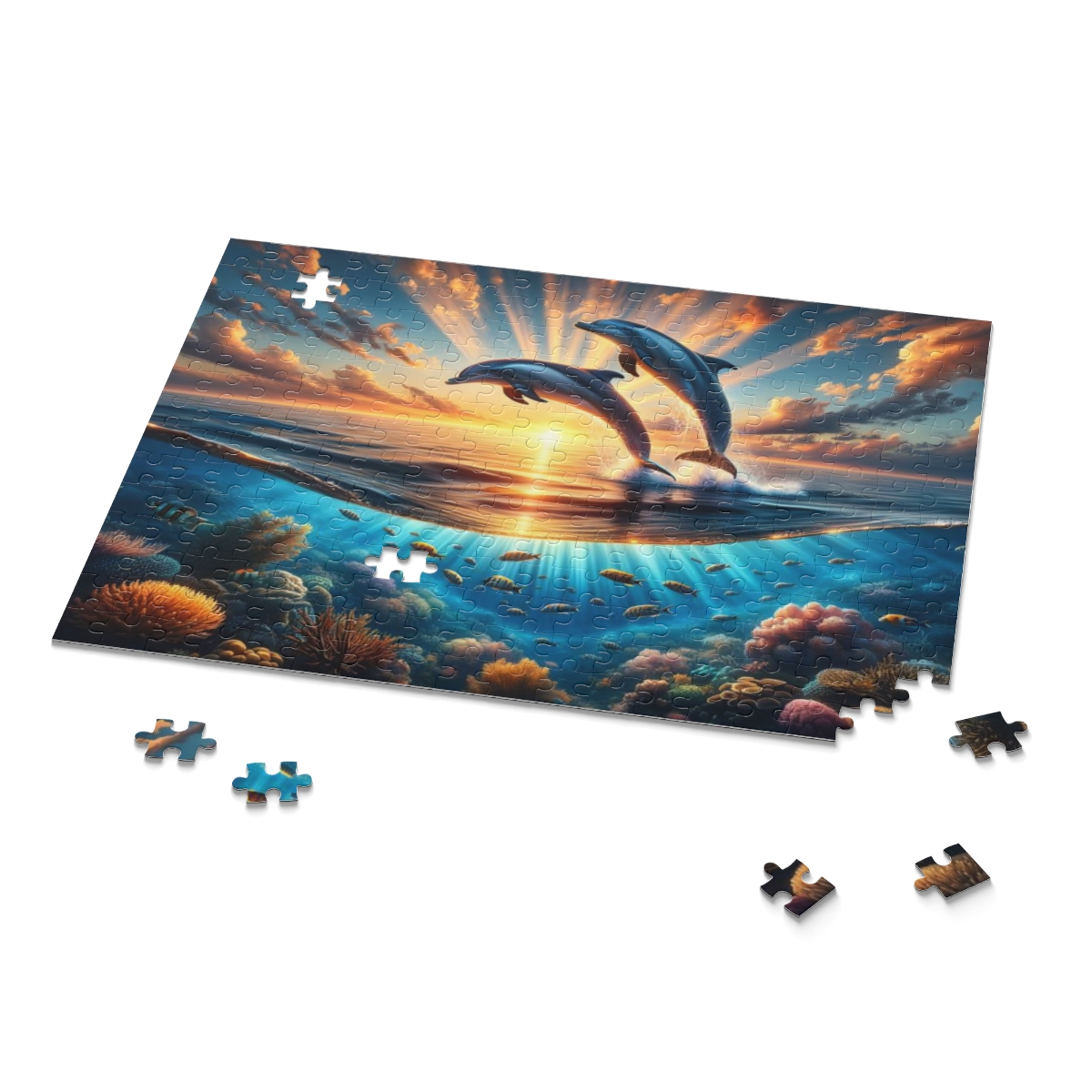 Playful Dolphins at Sunset Puzzle (120, 252, 500-Piece) | Nature Puzzles | Ocean Puzzles - Image 9