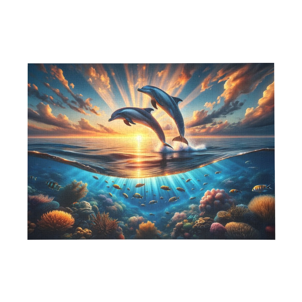 Playful Dolphins at Sunset Puzzle (1000-Piece) | Epic Jigsaw Puzzles | 1000 Piece Puzzles - Image 2