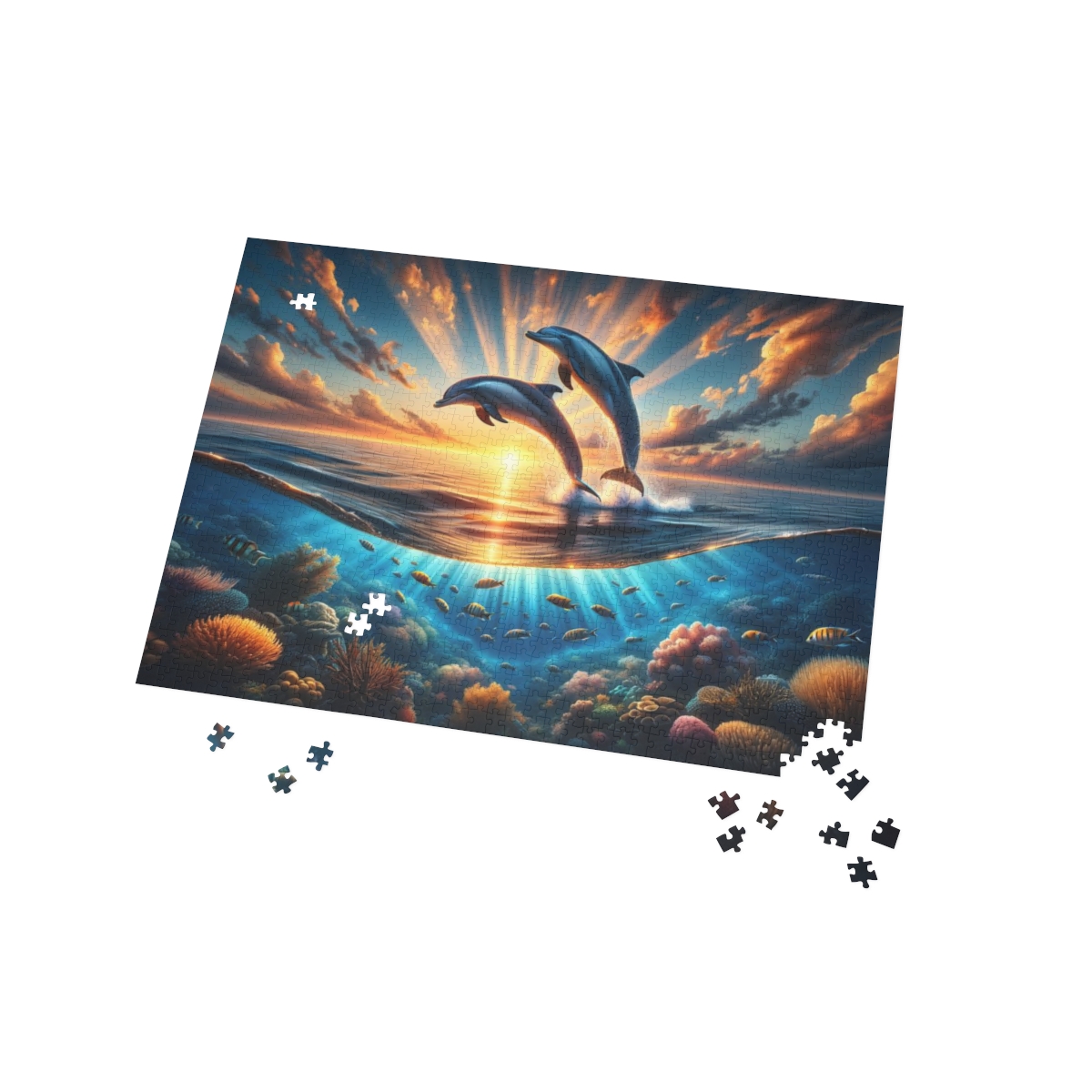 Playful Dolphins at Sunset Puzzle (1000-Piece) | Epic Jigsaw Puzzles | 1000 Piece Puzzles - Image 3