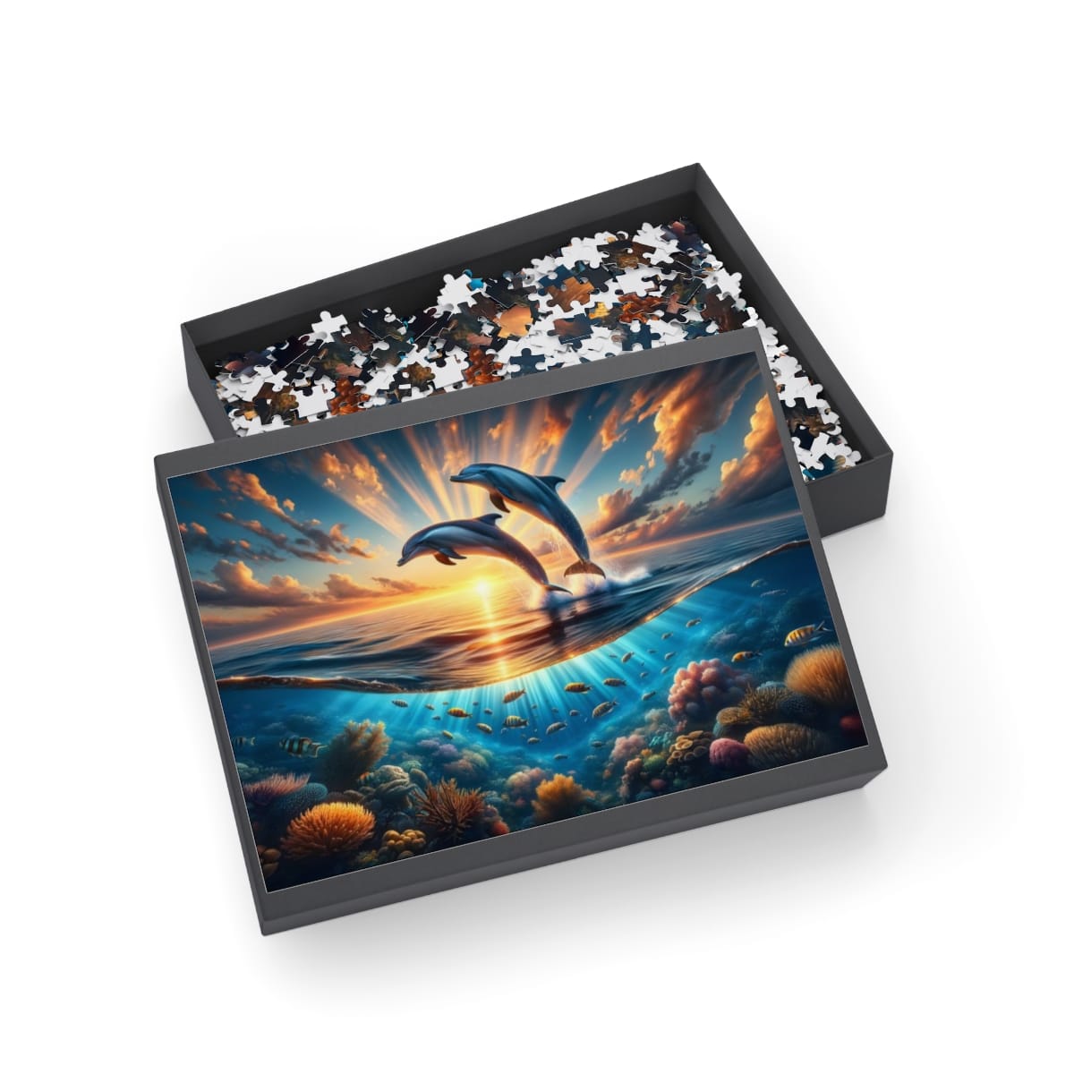 Playful Dolphins at Sunset Puzzle (1000-Piece) | Epic Jigsaw Puzzles | 1000 Piece Puzzles