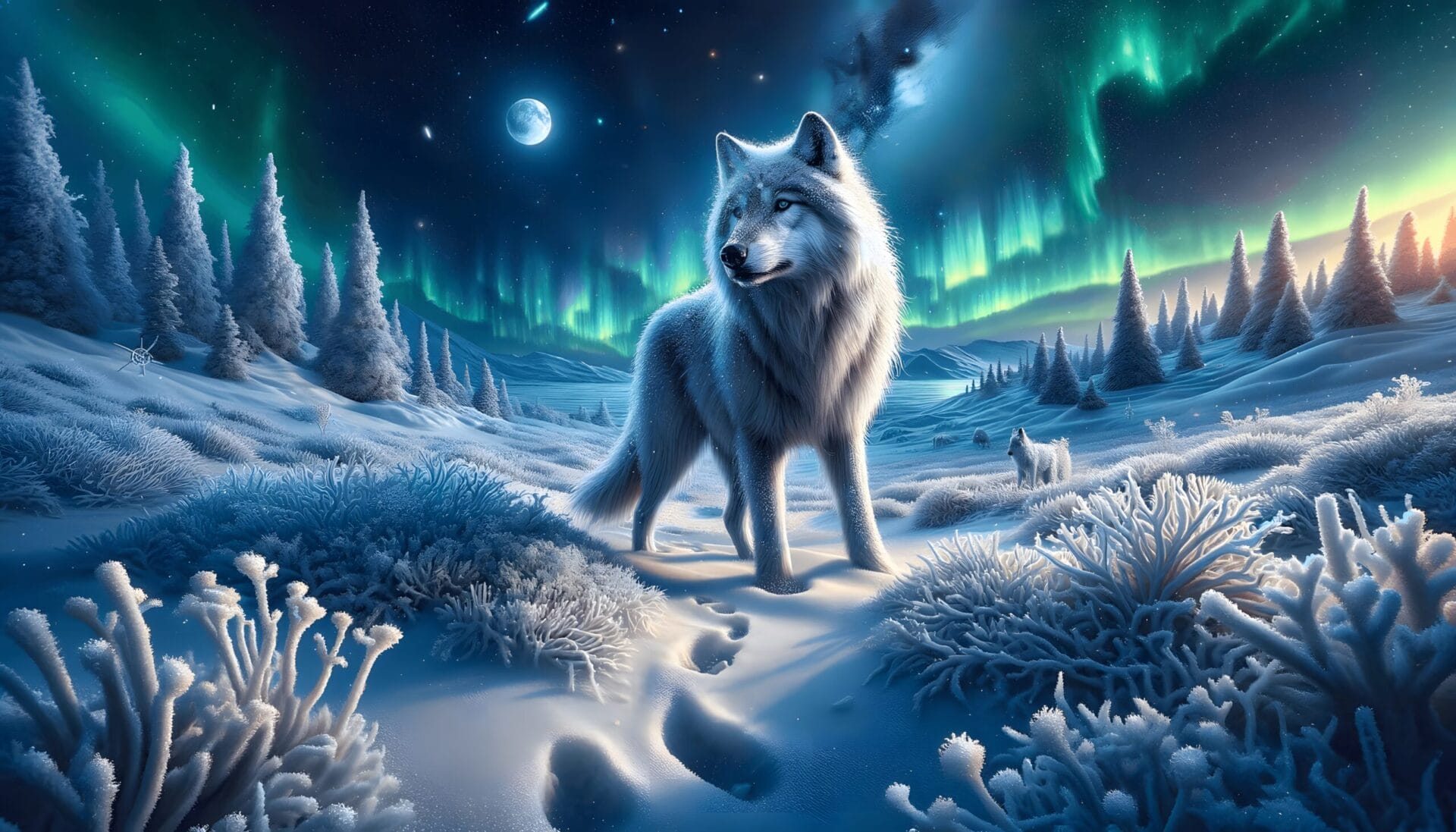 Majestic Wolf in Snowy Landscape with Northern Lights Puzzle (1000-Piece) | Wolf Puzzles | Northern Lights - Image 4